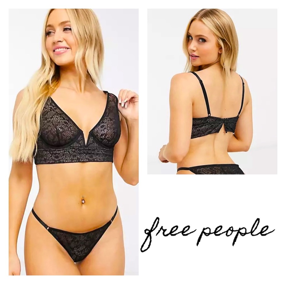 Free People Tameeka Underwire Sheer Lace Bra - NWT - Black - $48 retail